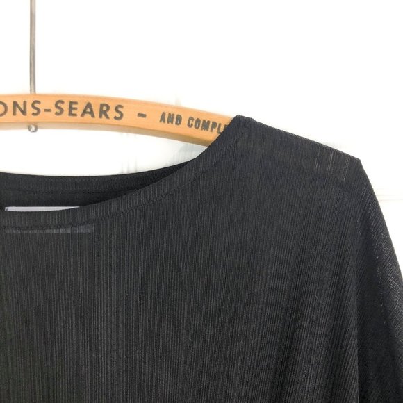 OAK + FORT Black Peplum Cinched Blouse Office Work - Picture 3 of 5